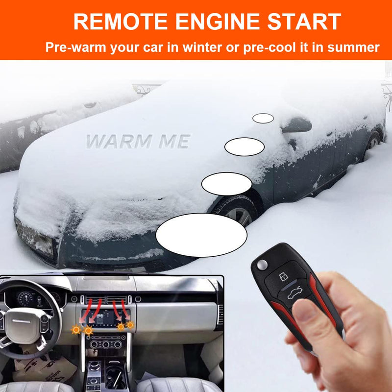 Car Alarm System with Remote Start & Push to Start Button | 3 in 1 Car Alarm : ① Car Keyless Entry Alarm System, ② Remote Engine Start Starter, ③ Push to Start Iginition Kit 1.without siren