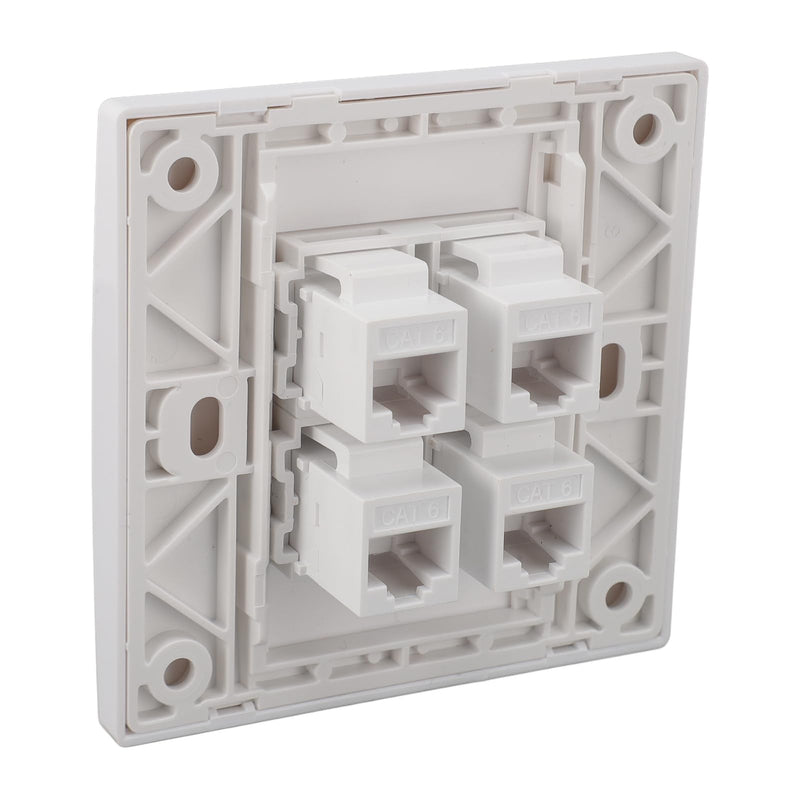 Ethernet Wall Plate 4 Port Cat 6 Ethernet Wall Socket Socket to Female Network Wall Plate Compatible with CAT5 CAT5E CAT6A Keystone Inline Coupler Wall Plate Devices