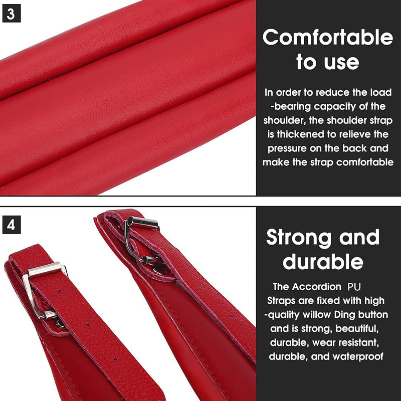 [AUSTRALIA] - VGEBY Adjustable faux leather accordion strap for 16-120 bass Red 
