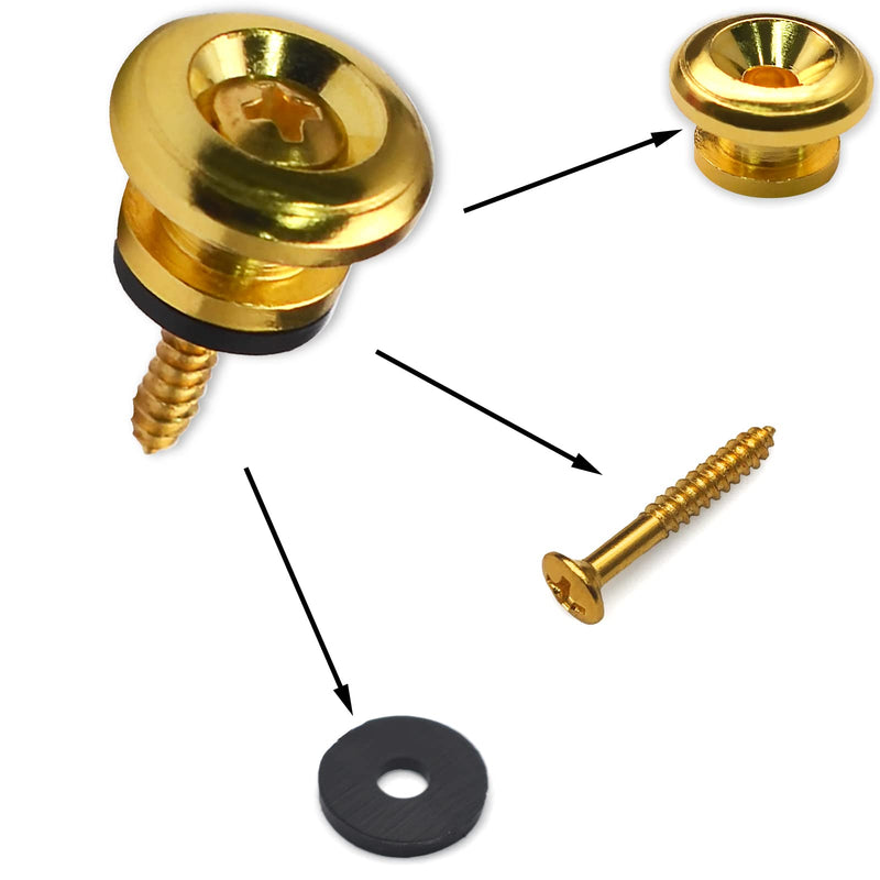 2PCS Mushroom Style Guitar Ukulele Bass Strap Lock Lock Metal Music Parts (Gold) Gold
