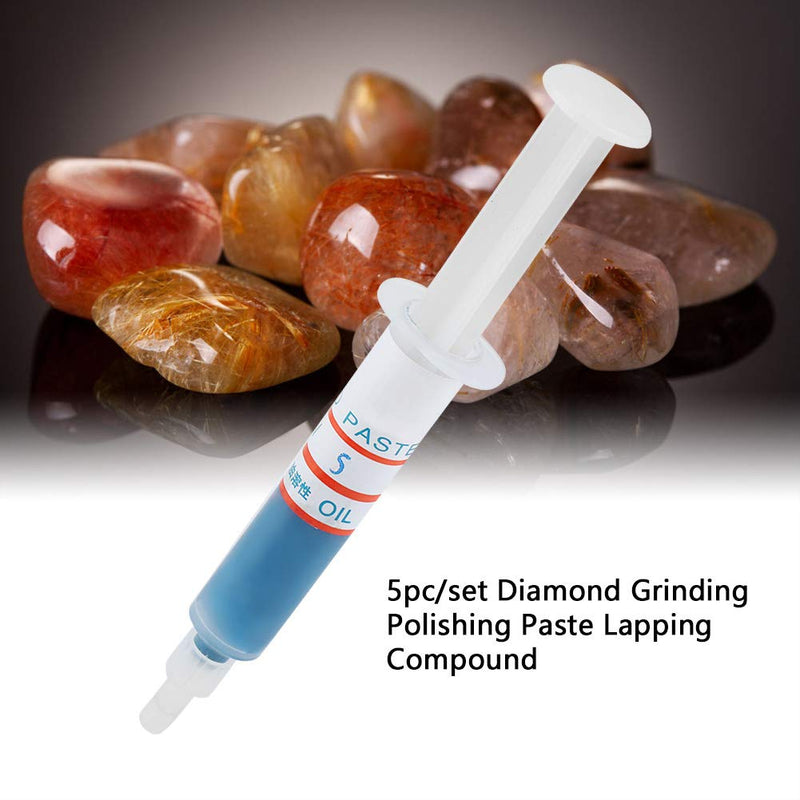 Akozon Diamond Grinding Paste 5 Pieces/Set Diamond Lapping Paste Polishing Paste Diamond Grinding Lapping Compound Compound Syringes (W5#2000)