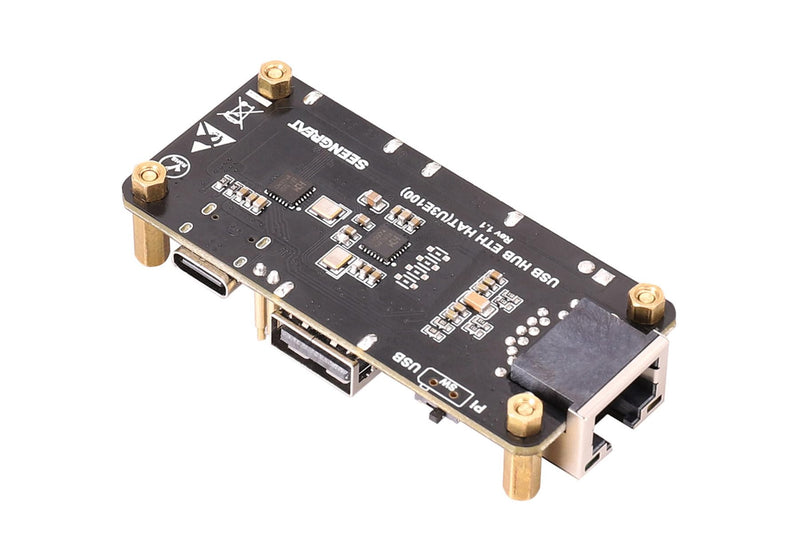 Fits Raspberry Pi USB Hub Ethernet HAT, 3-Port USB 2.0 Expansion Board with RJ45 10/100Mbps LAN Adapter, Type-C Power/PC Connection, USB Upstream Slide Switch, Status LEDs, for Raspberry Pi Series