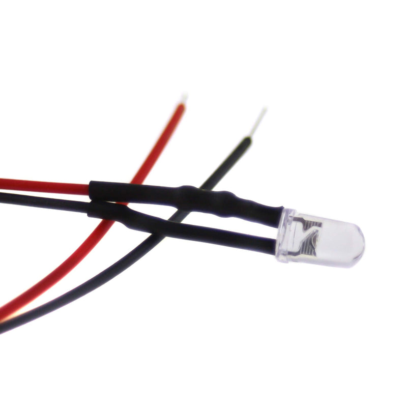 10 x 5 mm LED, 5 V, red, with 20 cm connection cable and integrated series resistor