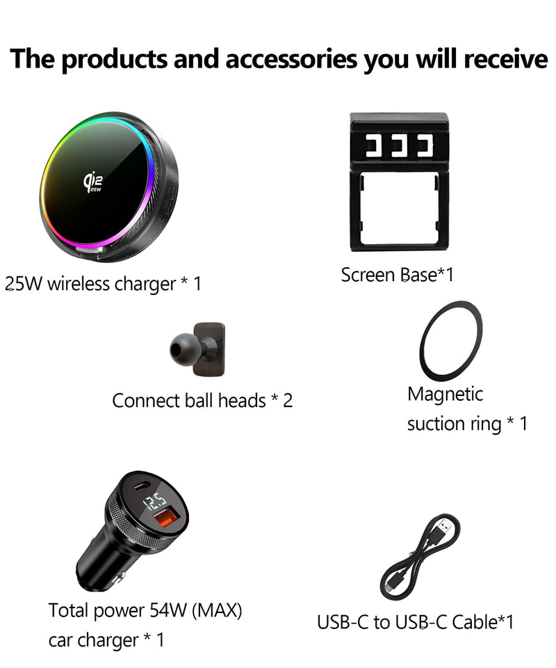 25W Car Mount Charger for Toyota Camry 2018-2020 | 2018-2020 Toyota Camry Qi2.2 25W MagSafe Fast Charging Cell Phone Holder Accessories,with Cooling Fan＆54W Fast Adapter for 2018-2020 Toyota Camry