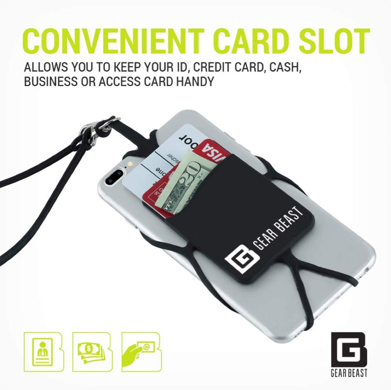 [AUSTRALIA] - Gear Beast Cell Phone Lanyard - Universal Neck Phone Holder w/Card Pocket and Silicone Neck Strap White 