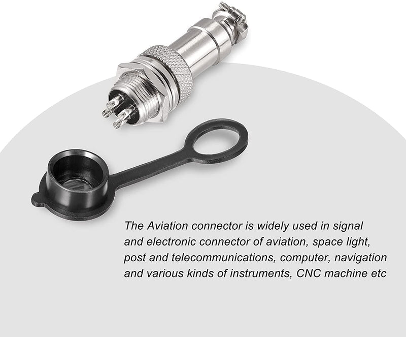 [AUSTRALIA] - VISSQH GX12 4 Pin Panel Metal Mounting Round Aviation Plug, 12 mm Male/Female Aviation Plug Cable Connector 4-Pin + Rubber Protective Cap and Screwdriver Pack of 16 4-pin. 