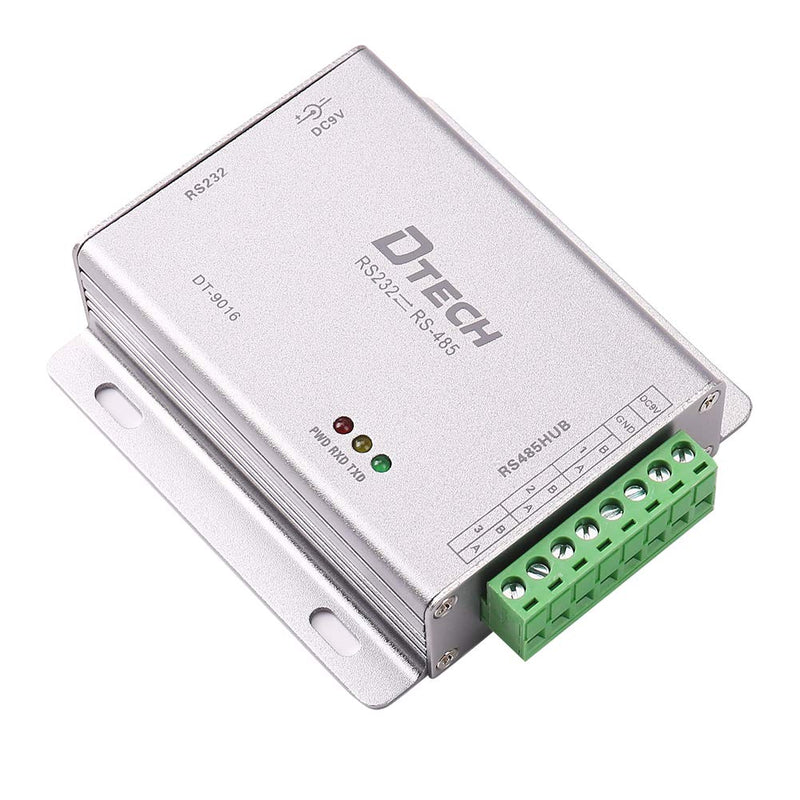 DTECH Industrial Grade RS232 to RS485 Serial Converter 3 Channel RS-485 Expansion Hub with 600W Surge Protection TX RX LEDs Power Adapter Terminal Block
