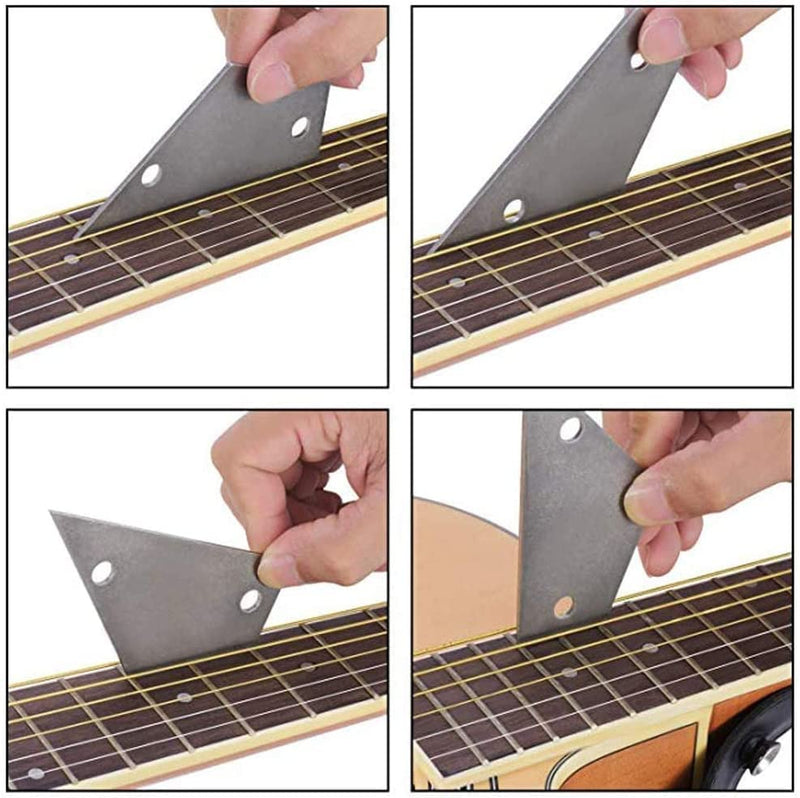 14pcs Guitar Luthier Tools Set Guitar Radius Gauge Unilateral Neck Straight Edge String Action Gauge Ruler Feeler Gauge Fret Rocker Fret Leveling Beam Set Up Tool for Guitar Fretboard and Frets