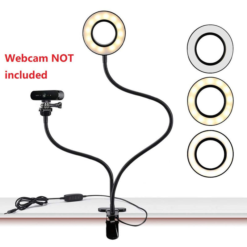 Webcam Light Stand for Live Stream, Selfie Ring Light with Webcam Mount for Logitech C925e, C922x, C930e,C922,C930,C920,C615,Brio 4K