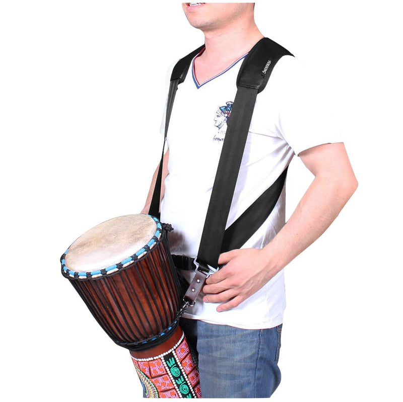[AUSTRALIA] - Adjustable Padded Djembe Shoulder Strap African Hand Drum Harness Belt Polyester with Quick Change Hook Black 