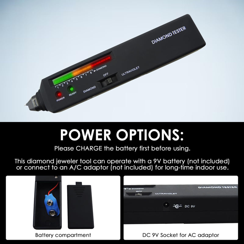 [AUSTRALIA] - Diamond Tester Pen, Diamond Tester with Ultraviolet (UV) Light, High Accuracy, Jewellery, Diamond Tester, Professional Diamond Tester Pen for Jewellery with High Accuracy Gemstone Identifier 