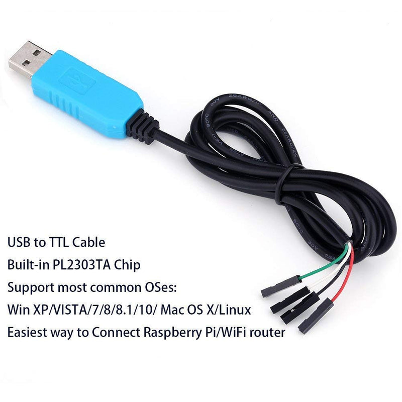EVISWIY PL2303TA USB to TTL Serial Cable Debug Console Cable for Raspberry Pi 3 Pack USB TTL Cable