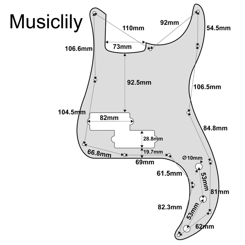Musiclily Pro 5-String 13-Hole Contemporary P Bass Pickguard for Fender Mexican Precision Bass, 3Ply Mint Green