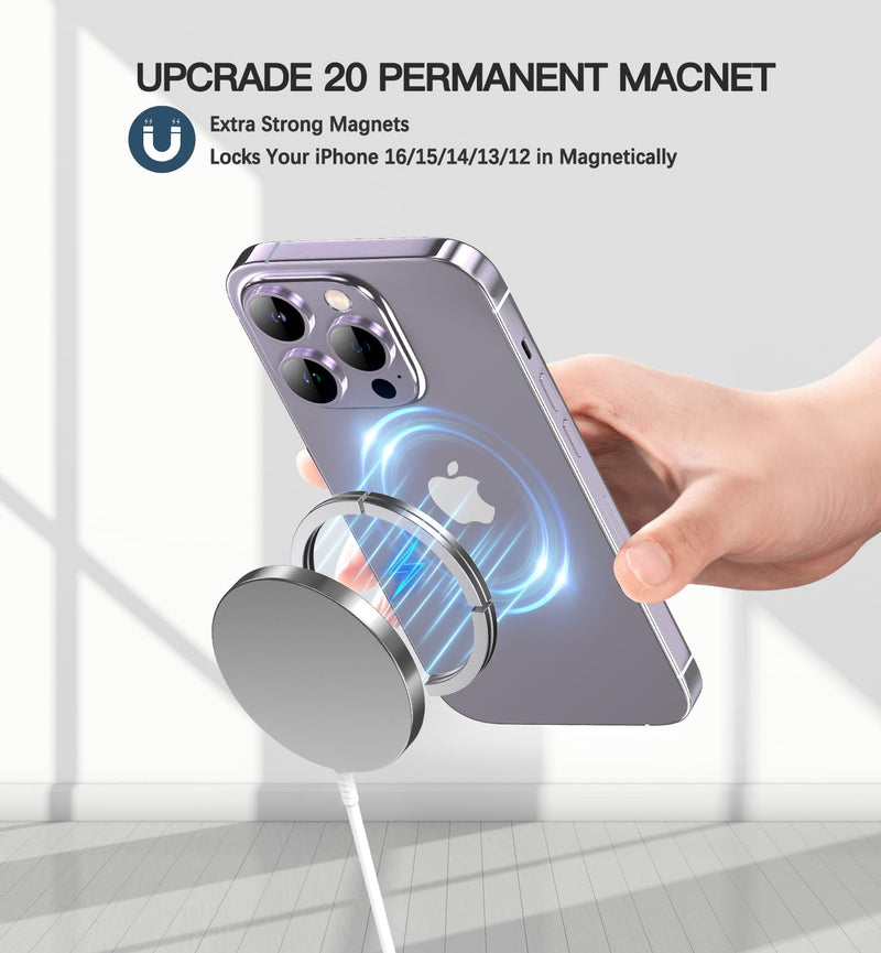 [AUSTRALIA] - Magnetic Wireless Charger 15W Fast Mag Safe Charger for Cell Phone 16 Pro Max/16 Pro/16 Plus/16/15/14/13/12 Series 2 Pack Charging Pad for AirPods 3/2/Pro 2/Pro Mag-Safe Original Replacement Silver magnetic charger 