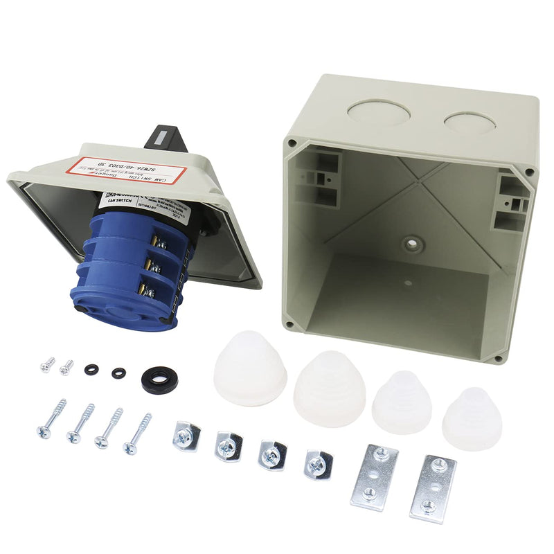 [AUSTRALIA] - BAOMAIN 3 Phase Rotary Changeover Switch 40A 660V,3 Position (1-0-2) 12 Terminal Universal Cam Selector Switch with Waterproof Exterior Box,Manual Transfer Switch for Motor Control,SZW26-40/D303.3D 