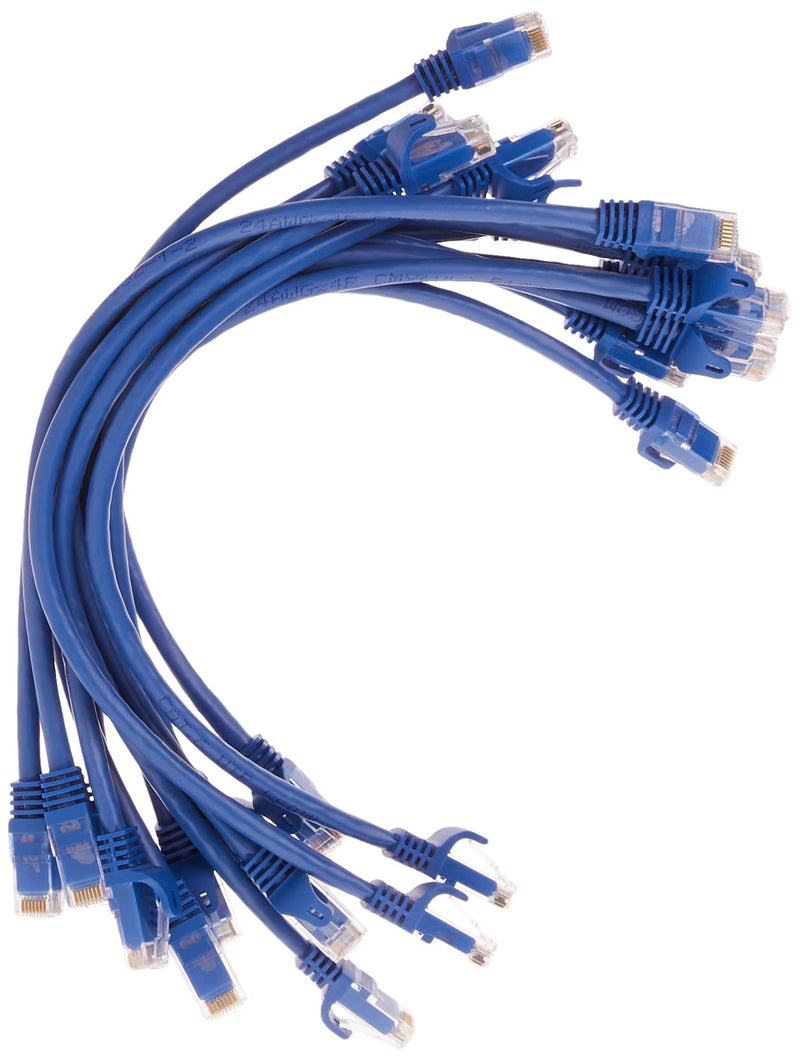 Monoprice Cat6 Ethernet Patch Cable Bundle - 12-Pack 2 Feet & 12-Pack 1 Foot - Blue Flexboot Series
