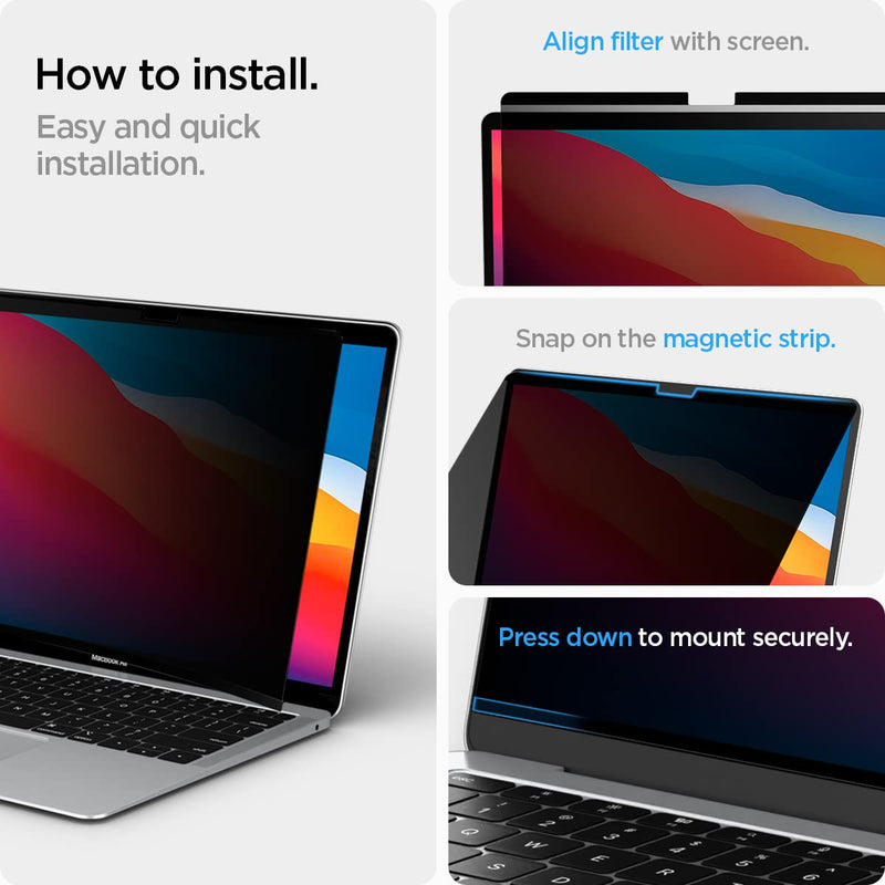 Spigen Privacy Filter Screen Protector [SafeView] designed for MacBook Pro 13" (M1 2020/2019/2018/2017) & MacBook Air 13" (Retina 2020/2019/2018) MacBook Pro / Air 13" (M1/ Retina)