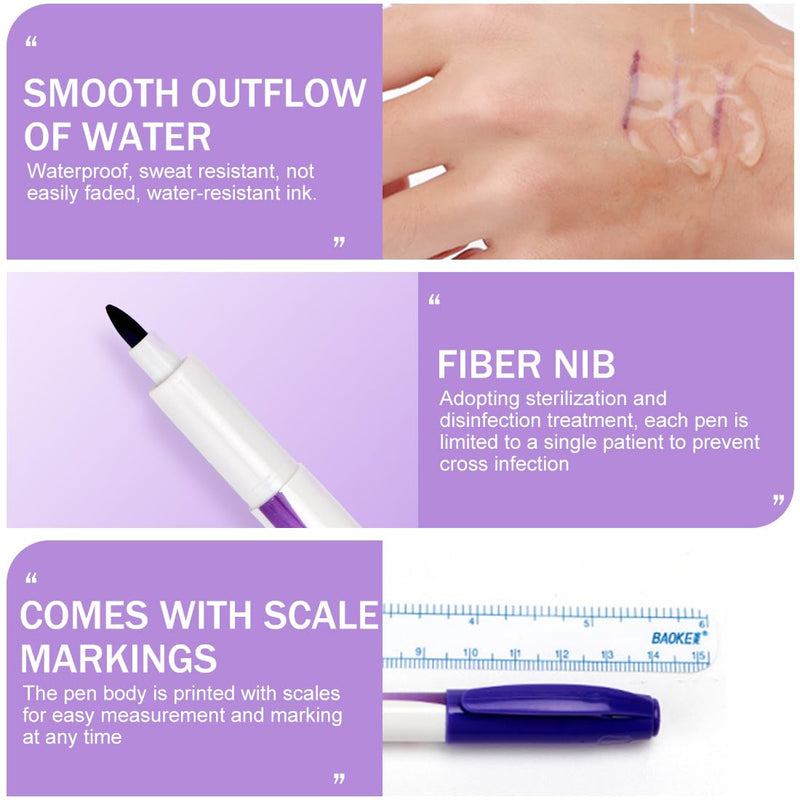 DOKRIN 2 Pcs Skin Markers Tattoo Beauty Markers Positioning Pens with 2 Rulers
