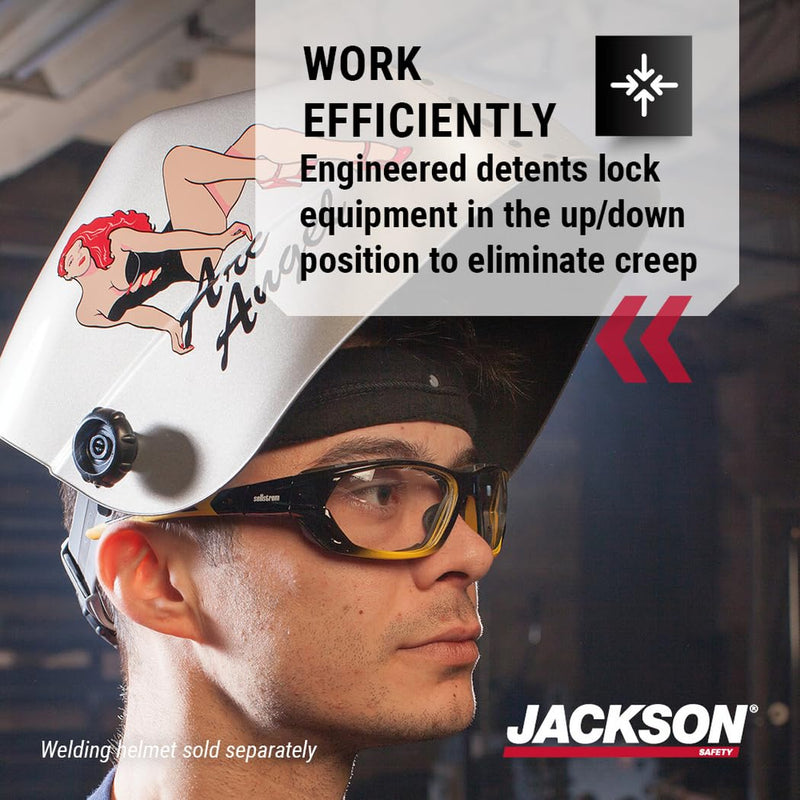 Jackson Safety 370 Speed Dial Replacement Ratcheting Headgear for Welding Helmets - Oversized Adjuster, Adjustable Sliders, Hood Locks Up/Down, Rear Swivel Headband, Washable Sweatband - Made in USA