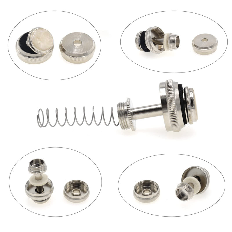 CashBeat Trumpet Repair Kit, Silver Trumpet Valve Cap Buttons, Piston Spring, Valve Spring Screw Parts, Essential Replacement Parts for Wind Instruments