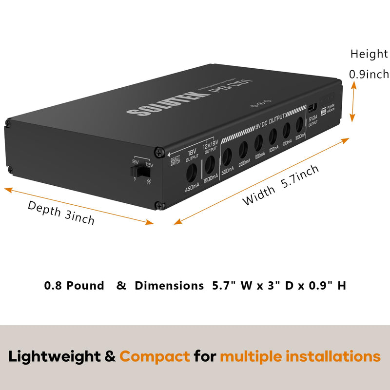 [AUSTRALIA] - Rechargeable Guitar Pedal Power Supply | 12800 High-Current 2000mA 9V 12V 18V 5V for Pedal Board and More Devices | Compact Convenient Quiet Powerful Model PB-051 