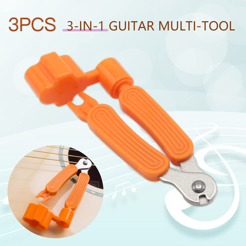 [AUSTRALIA] - 3Pcs Guitar String Cutter and Winder Tool, Acoustic Guitar Bridge Pin Remover Puller, 3-In-1 Guitar String Replace Tool for Guitar Mandolin Banjo orange 