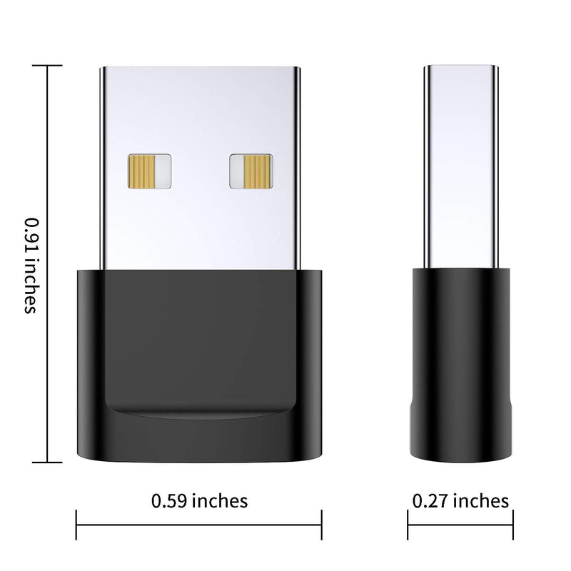 USB C Female to USB Male Adapter 4-Pack,Type C to USB A Charger Cable Adapter,Compatible with iPhone 11 12 13 Pro Max,iPad 2020,Samsung Galaxy Note 10 S20 Plus S20+ Ultra,Google Pixel 4 3 2 XL(Black) Black