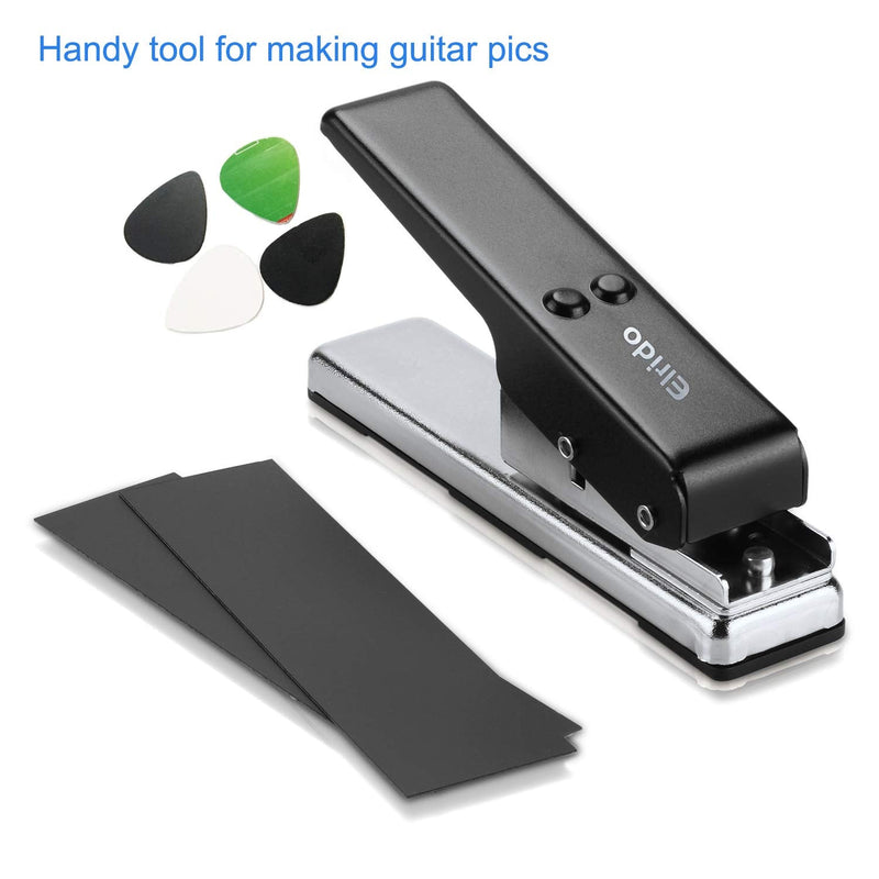 Elrido DIY Guitar Picks Maker Cutter Punch Tool Kit with 2 Pick Strips, Making Picks Create Custom Professional Plectrums for Guitar Players & Music Lovers - Unique Guitar Accessories Gift 1.5mm Black