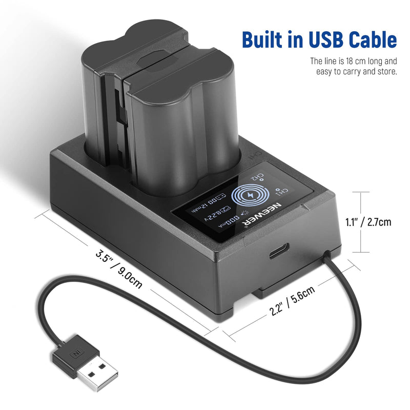 [AUSTRALIA] - NEEWER NP-W235 Camera Battery Charger Set, Dual Slot USB Charger with LCD, 2 Pack 2400mAh Replacement Batteries Compatible with Fujifilm X-T5 X-T4 GFX 100S X-H2S X-S20 GFX 50S II VG-XT4 Battery Grip 