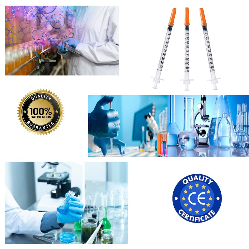 100 x 1 ml/cc Plastic Tube 30G (0.3 x 12.7 mm), Multi-Purpose Measuring Tools, Laboratory Accessories, Individually Packed (30G 1/2")