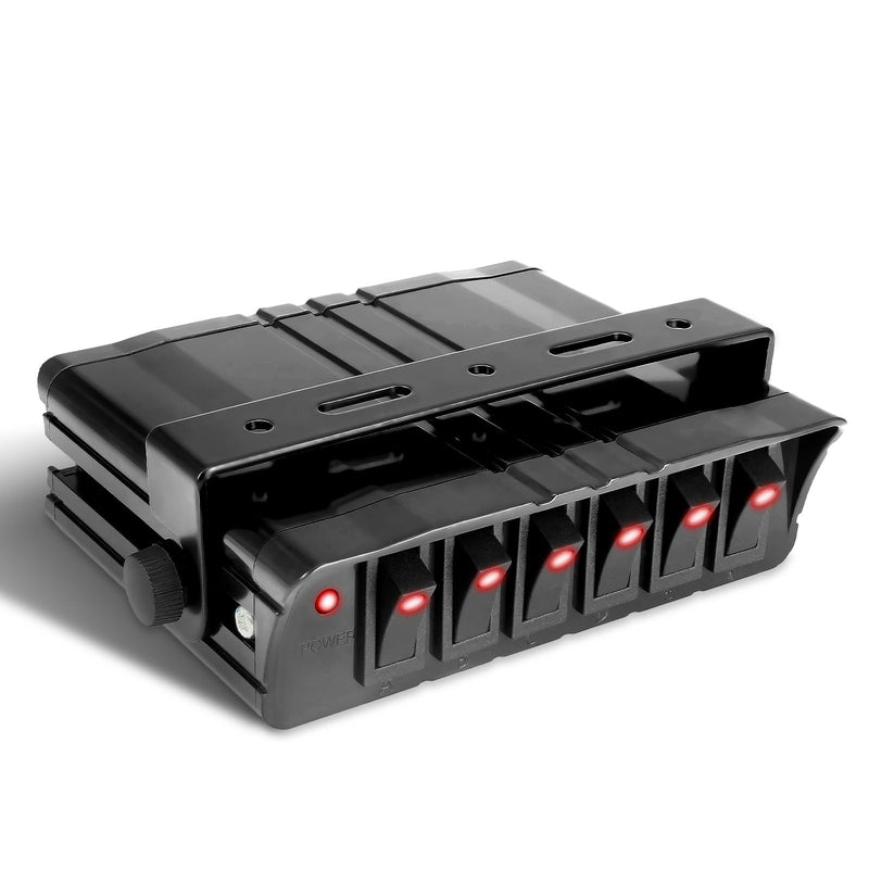 Agrieyes 6 Gang Rocker Switch Box SPST, 12V 40Amp Toggle Switch Panel 12 AWG Wires Auxiliary Switch Panelfor Auto Automotive Car Truck Offroad RV Boat Vehicle