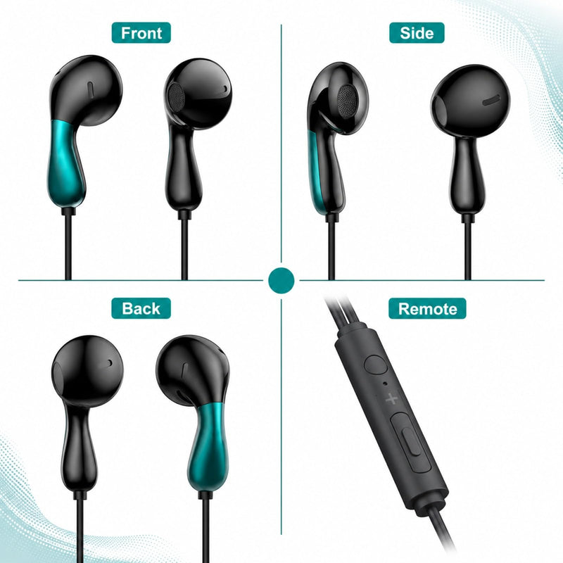 Wired Earbuds with Microphone, in-Ear Headphones with Volume Control and Hands-Free Calling for Phone Laptop Tablet
