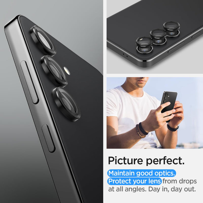Spigen Camera Lens Screen Protector [GlasTR EZ Fit Optik Pro] Designed for Galaxy S24 Plus [Case Friendly] - Black [2 Pack]