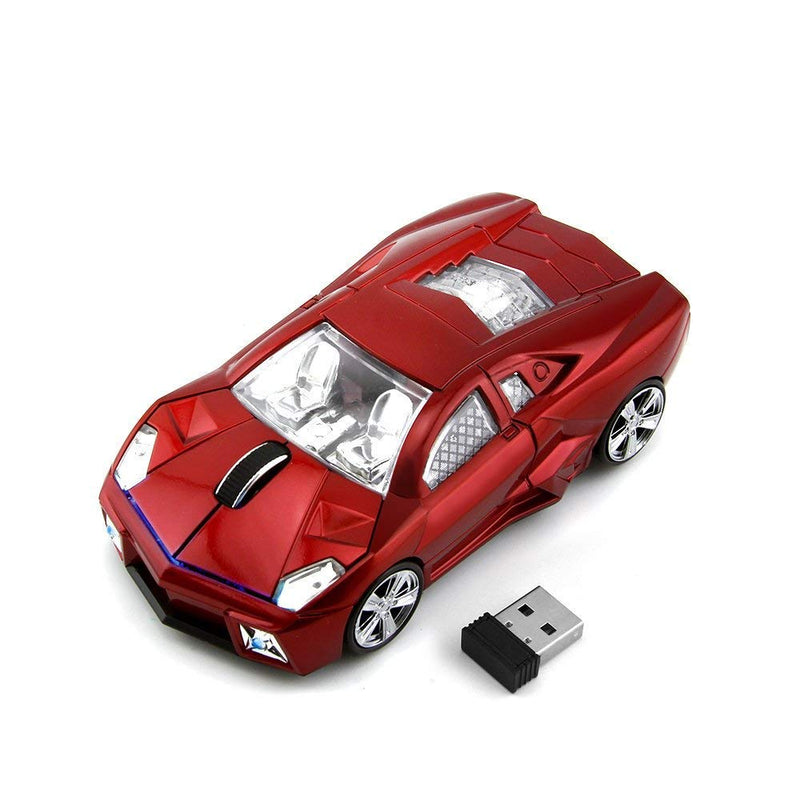 ECOiNVA Wireless Sports Car Mouse Computer Mice Shiny Surface 2.4GHz Mouse (Red) Red