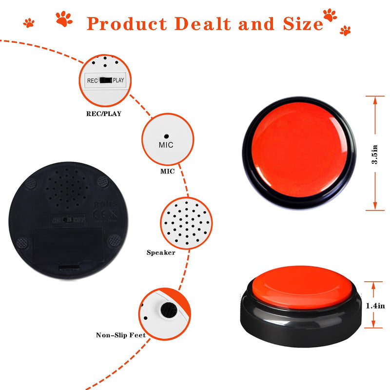 [AUSTRALIA] - Record Talking Button Easy Button Recording Voice Button Funny Office Gift Multifunctional Dog Buttons Talk for Communication-Classroom-Friendly Recordable Sound Buttons Recordable Button Buzzer 
