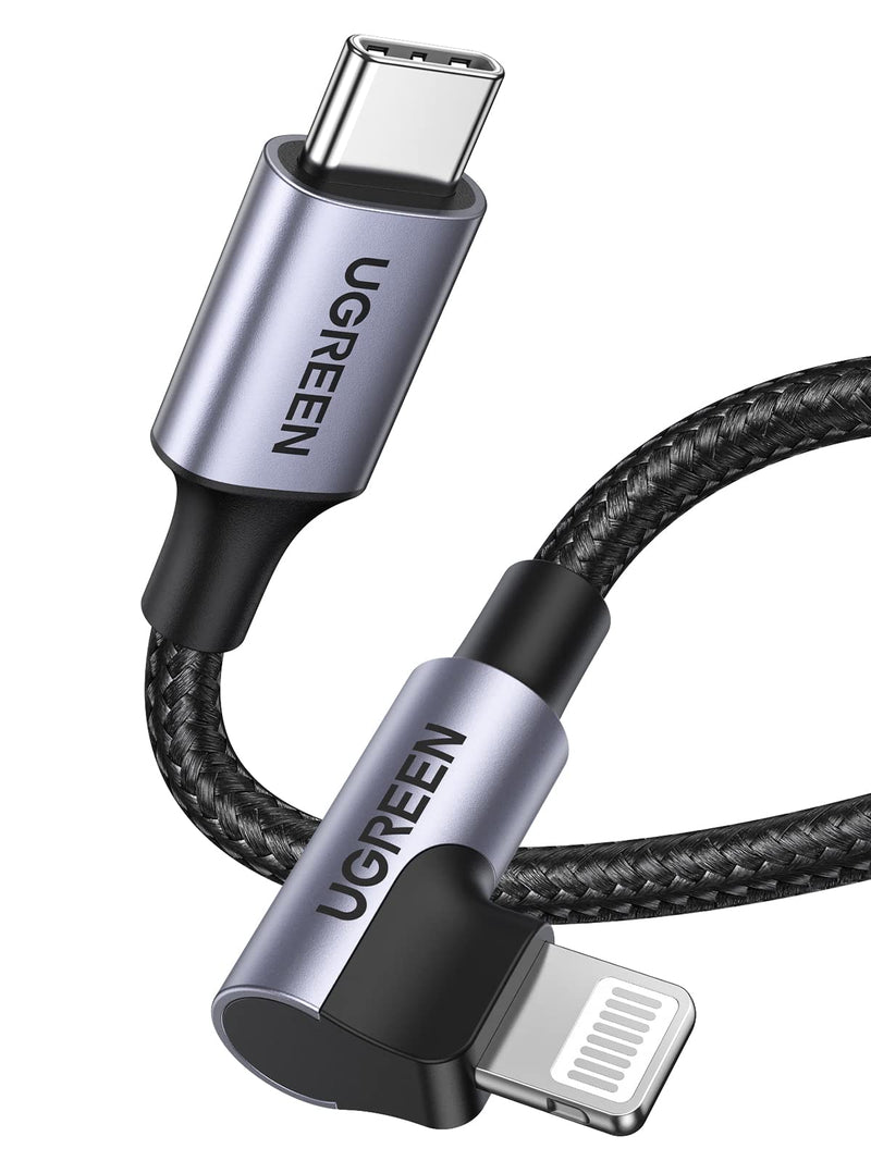 UGREEN MFi Certification Lightning Cable - 90 Degree USB C to Lightning Cable 6FT Compatible with iPhone 14/14 Pro/14 Pro Max, iPhone 13/12/11/X/XR/XS/8 Series, iPad, AirPods Pro (Pack of 2) 6FT (Pack of 2)