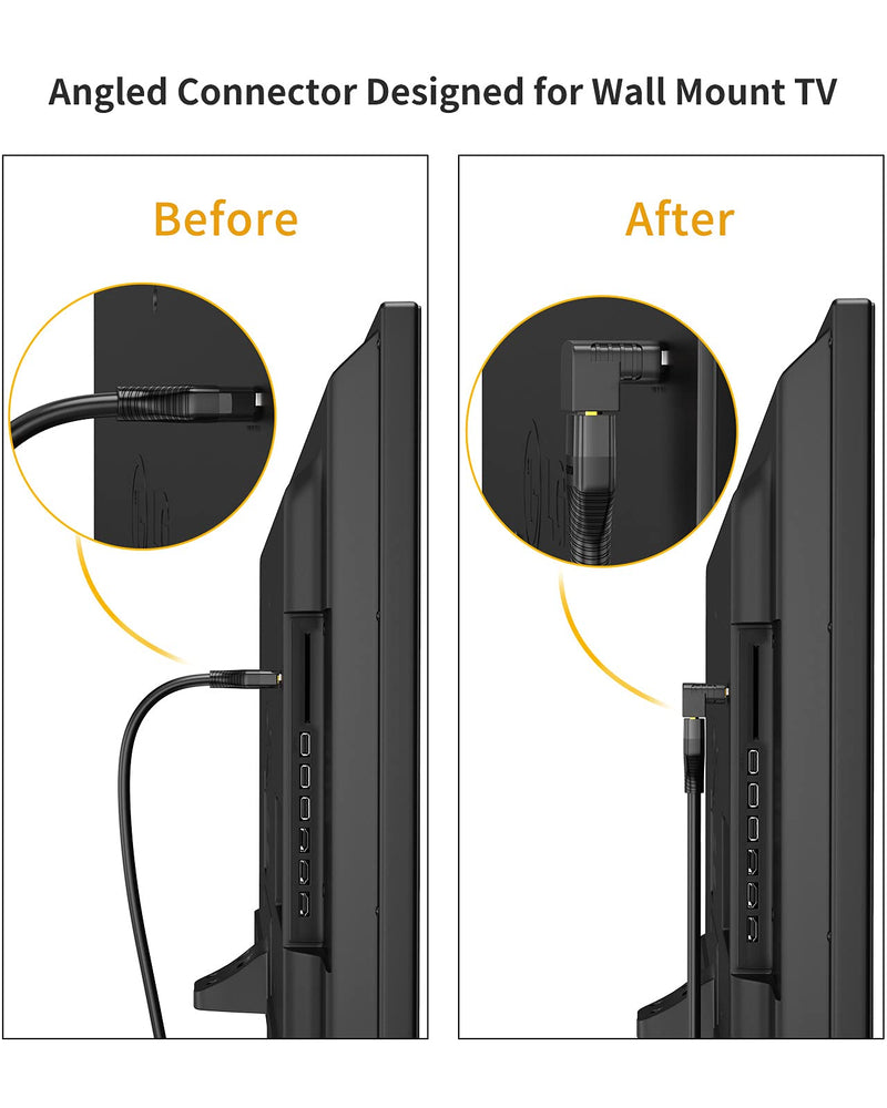 HDMI Adapter Male to Female, CableCreation 2 Pack 90 and 270 Degree Upward Angle Converter, HDMI L Shape Flat Extender for Wall TV, Roku, PS5, Fire Stick, Chromecast, Switch, Laptop,Xbox, PC Right Angle-2Pack