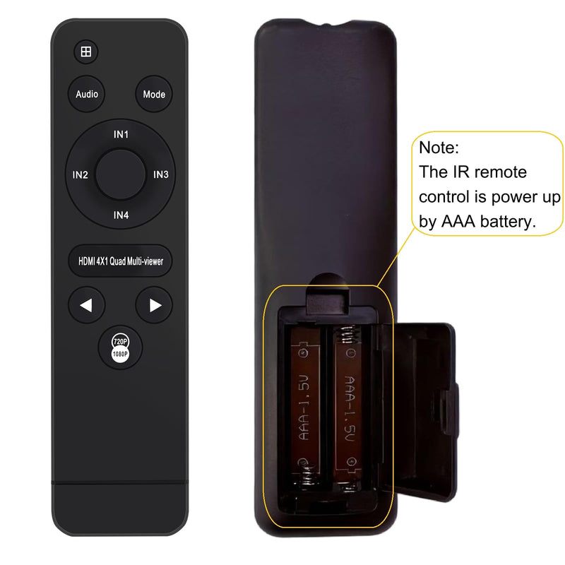 ACHAVE 4x1 HDMI Multiviewer Switch 2x1 3x1, 4K@30Hz 1080P@60Hz Quad Screen Splitter with 10 Display Modes, Seamless Switching, IR Remote Control, Compatible with Laptop, Xbox, TV Box