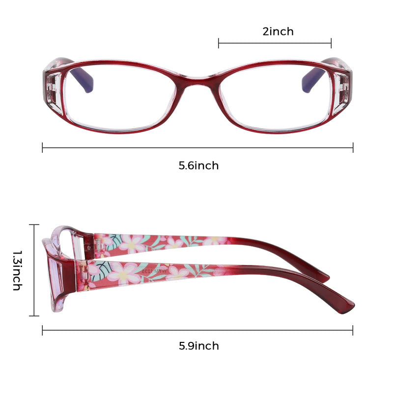 6 pairs Reading Glasses, Women Fashion and elegant anti-blue light HD resin old Reading Glasses 2 Red 2 Black 2 Purple 2.5 x