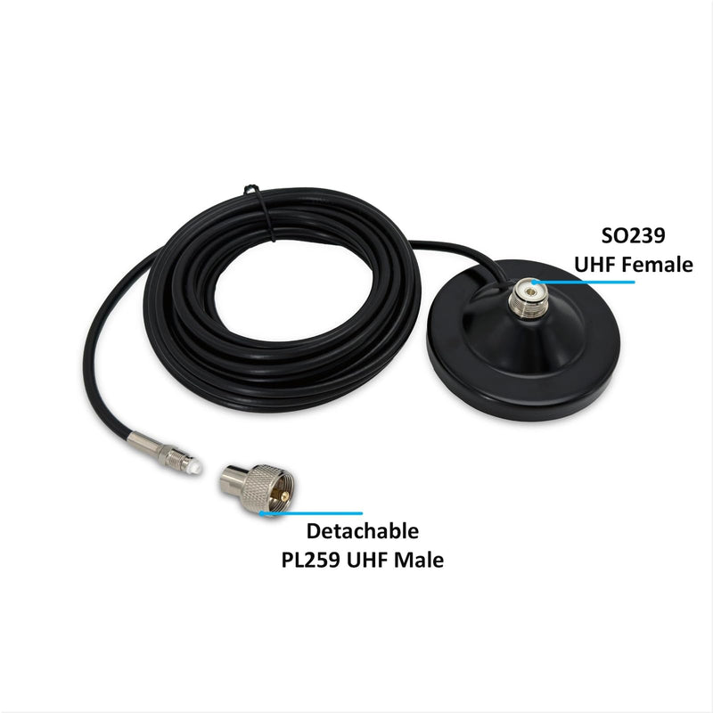 [AUSTRALIA] - Magnetic Antenna Mount with 20ft RG58 Coaxial Cable,Durable CB Antenna Magnetic Mount for Mobile Radio 