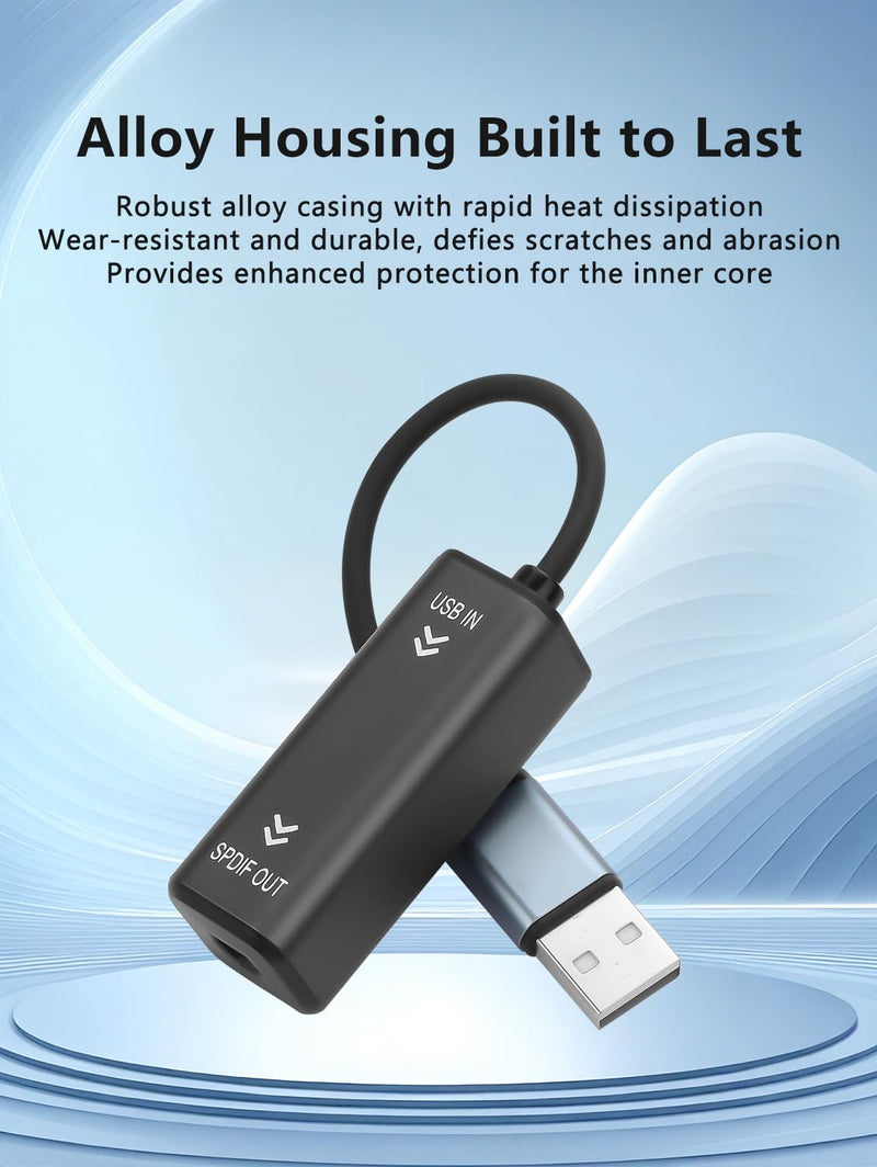 [AUSTRALIA] - GINTOOYUN 24 Bit 96K Sampling Rate USB to Fiber Optic Audio Converter 10CM/0.32FT Optical Interface USB to Fiber Optic Audio Converter TV Computer Connection Echo Wall Speaker 