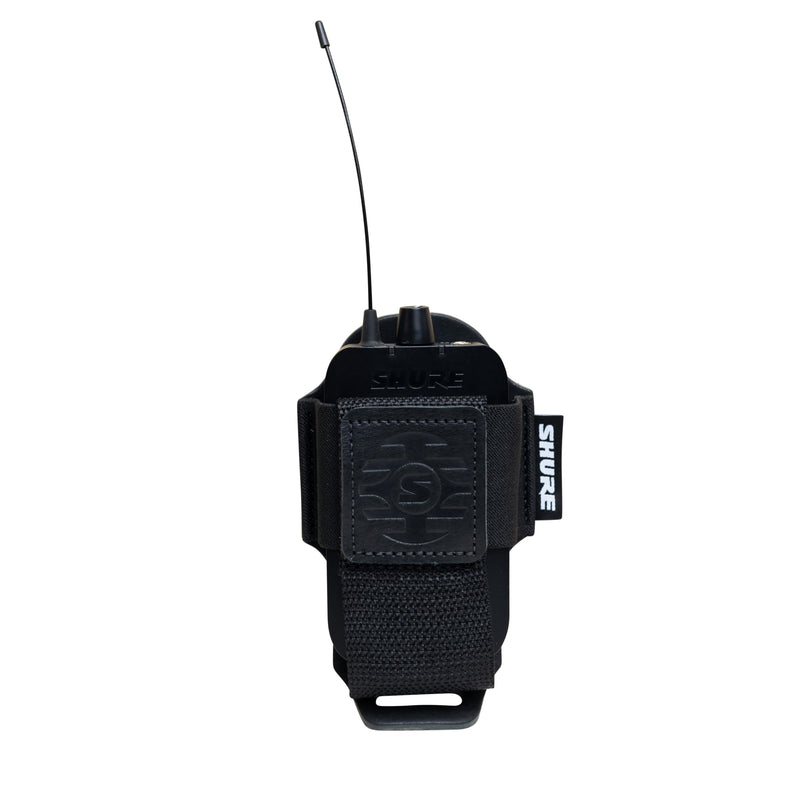 Shure by Gator Premium Black Leather Wireless Bodypack Transmitter Pouch; (SH-BODYPACK-PBK-L)