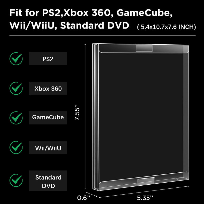 Video Game Protector-Game Box Protector, Game Cases Compatible for Xbox, PS2, WII, GameCube and DVD -(Ultimate 10 Packs)