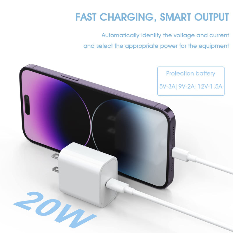 4Pack USB C Charger Block 20W, iGENJUN for Phone Fast Charger Wall Charger with PD 3.0, Compact Type C Power Adapter for Phone 15/14/13, Galaxy, Pixel, AirPods Pro (Arctic White) Arctic White