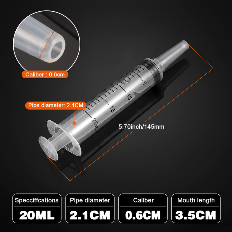 Pack of 10 Syringes with Lid, 20 ml Sterile Plastic Syringes without Needle, Syringes for Feeding, Reusable Individually Packed Liquid Syringe for Animal Feeding, Dispensing, Laboratory 20ml