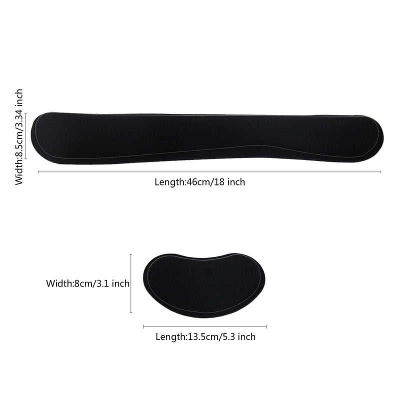 Wrist Rest for Computer Keyboard and Mouse Pad Support Memory Foam Set Easy Typing and Wrist Pain Relief Ergonomic Lightweight Anti-Skid Wrist Cushion for Office Gaming Laptop Mac (Black) Black