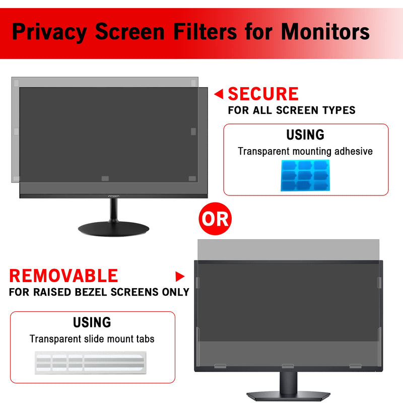 PYS Monitor Privacy Screen 27 inch -for Widescreen Computer Monitor[16:9 Aspect Ratio], Anti-Spy/Anti Blue/Anti-Scratch Protector Film for Data confidentiality - (WxH:598mm x 377mm) Black