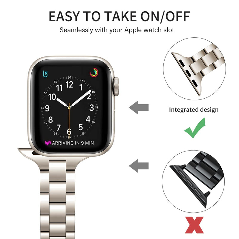 Thin Band Compatible with Apple Watch 42mm 44mm 45mm 49mm, Premium Stainless Steel Metal Replacement Adjustable Wristband Strap for iWatch Ultra SE Series 8/7/6/5/4/3/2/1 Women Men(2 Pack)