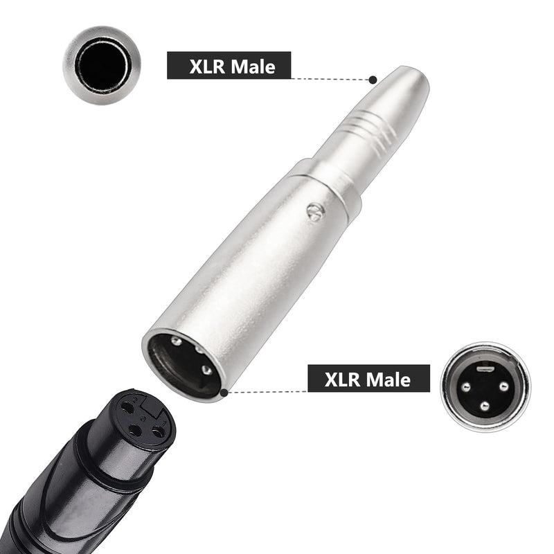 2PCS XLR Male to 1/4 Inch 6.35mm Female Adapter, 3-Pin XLR Male to Quarter Inch Female Jack Socket Audio Adapters Compatible with Microphone, Stereo, Mixer XLRM to 1/4" 6.35mm Female