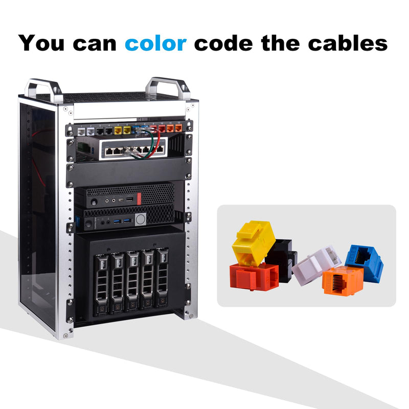 GeeekPi 12-Pack Cat6 RJ45 Keystone Jack Insert, Ethernet Keystone Jack for Patch Panel, Multicolor